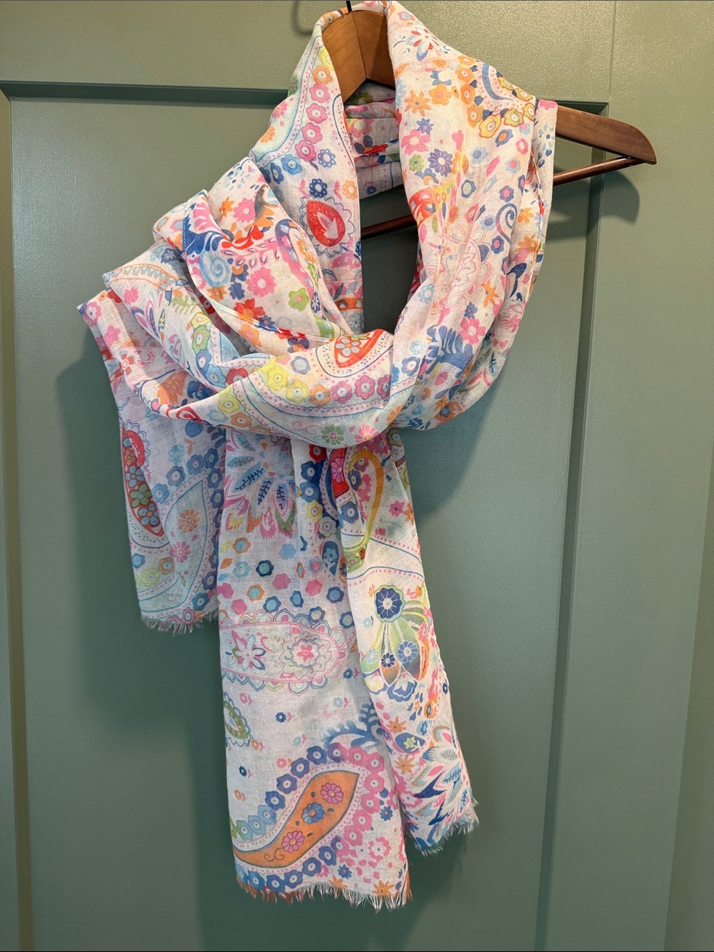 White Paisley Floral Women's Scarf